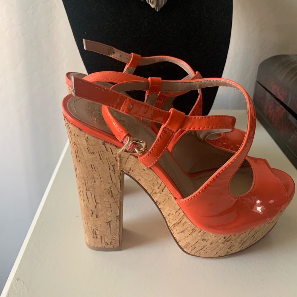 SOLDVince Camuto Orange Cork Heels SZ 7.5